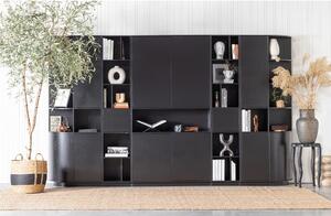 Bibliotecă modulară neagră din lemn masiv de pin 40x210 cm Finca – WOOOD