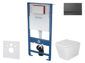 Kielle Genesis - Set pentru montare încastrată, toaletă Arkas I, capac softclose și clapetă Gemini I, negru lucios 30505SS39