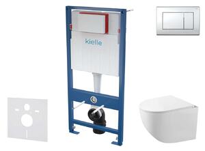 Kielle Genesis - Set pentru montare încastrată, toaletă compactă Gaia, capac softclose și clapetă Gemini III, crom lucios 30505SS55