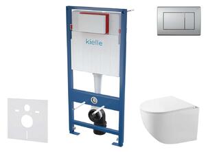 Kielle Genesis - Set pentru montare încastrată, toaletă compactă Gaia, capac softclose și clapetă Gemini III, crom mat 30505SS56