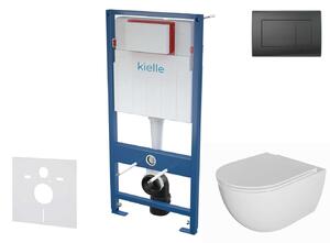 Kielle Genesis - Set pentru montare încastrată, toaletă Oudee, capac softclose și clapetă Gemini III, negru mat 30505SS71