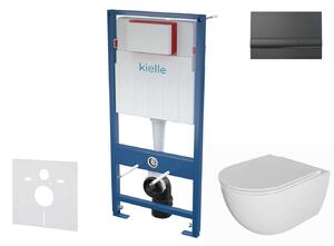 Kielle Genesis - Set pentru montare încastrată, toaletă Oudee, capac softclose și clapetă Gemini I, negru lucios 30505SS74