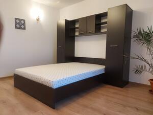 Set Dormitor Mirel wenghe cu pat de 140 cm x 200 cm