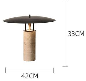 Lampă de masă modernă din travertin cu abajur metalic 42 x 33 cm