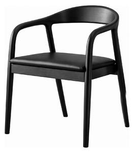 Scaun dining din lemn cu șezut tapițat Zen Black