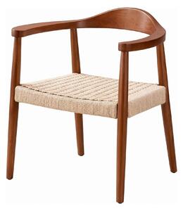 Scaun dining cu șezut împletit Nordic Wood Walnut