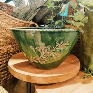 Jardiniera Cora din ceramica verde 31x18 cm