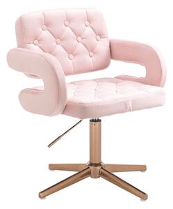 HR8403CROSS Scaun Catifea Roz Bază Aurie