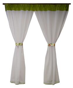 Perdea Velaria voal alb si verde brotacel, 140x160 cm