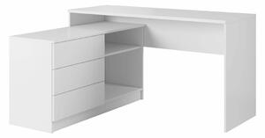 Birou de colt Kingston 130Cu sertare, Unghiular, 8x14x11cm, Alb