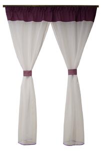 Perdea Velaria voal alb si lila, 140x165 cm