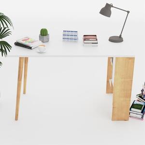 Birou, Quasar & Co.®, mobilier living/office, 120 x 60 x 73.8 cm, MDF, alb/stejar natural
