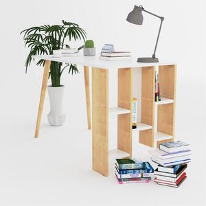 Birou, Quasar & Co.®, mobilier living/office, 120 x 60 x 73.8 cm, MDF, alb/stejar natural
