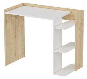 Birou, Quasar & Co.®, mobilier living/office, 90 x 47 x 75 cm, MDF, alb/stejar bej