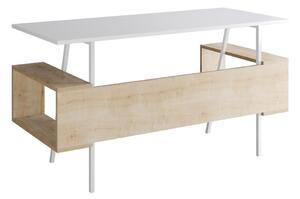 Set birou cu masa cafea, Quasar & Co.®, mobilier living/office, 140 x 60 x 73.8 cm/45 x 45 x 35 cm, stejar/alb intens