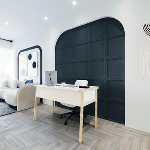 Birou, Quasar & Co.®, mobilier living/office, 120 x 60 x 74 cm, MDF, alb/stejar alb