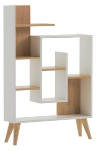 Biblioteca, Quasar & Co.®, mobilier living, 82 x 22 x 126,2 cm, MDF, alb/stejar