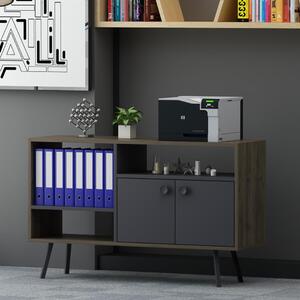 Comoda TV, Quasar & Co.®, mobilier living/dormitor, 118.6 x 35 x 73.5 cm, MDF, gri/nuc