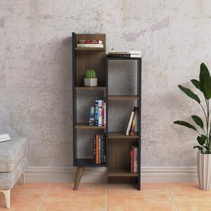 Biblioteca, Quasar & Co.®, mobilier living, 55.4 x 22 x 129.2 cm, MDF, gri/nuc