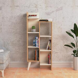 Biblioteca, Quasar & Co.®, mobilier living, 55.4 x 22 x 129.2 cm, MDF, stejar/alb