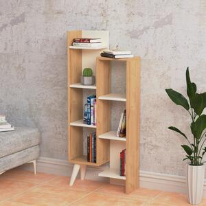 Biblioteca, Quasar & Co.®, mobilier living, 55.4 x 22 x 129.2 cm, MDF, stejar/alb