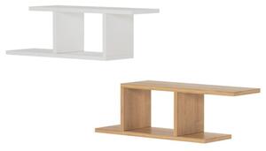 Set 2 rafturi perete, Quasar & Co.®, mobilier living/dormitor, 74.5 x 20 x 23 cm, MDF, alb/stejar