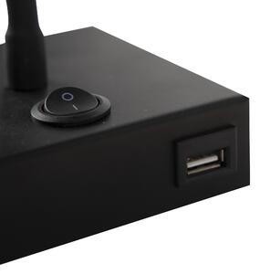 Aplica de perete flexibila moderna USB negru - Zeno