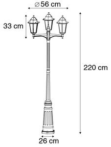 Lantern exterior negru 220 cm 3 lumini IP44 - Havana