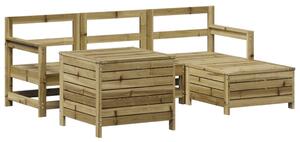 Set canapea de grădină, 5 piese, lemn de pin tratat