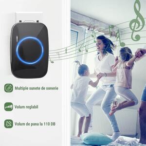 Sonerie Wireless, distanta 300m, 60 melodii, 5 nivele de volum