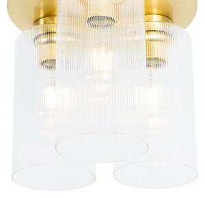 Plafoniera Art Deco aurie cu sticla 3 lumini - Laura