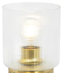 Lampa de masa Art Deco aurie cu sticla - Laura