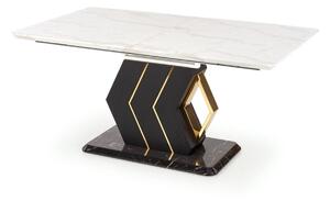 Masă Houston 1481Negru, Marmură albă, Auriu, 8x9x16cm, ExtensieExtensie, MDF, Metal