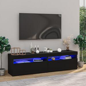 Comode TV cu lumini LED, 2 buc., negru extralucios, 75x35x40 cm - V804406V