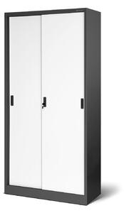 Dulap metalic Kuba cu uși glisante, antracit-alb (90x185 cm)