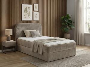 Pat boxspring tapițat FORENA 90x200 cm bej Saltele: Saltea cu arcuri Bonell