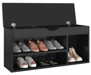 Pantofar cu pernă, negru lucios, 104x30x49 cm, lemn prelucrat - V326757V