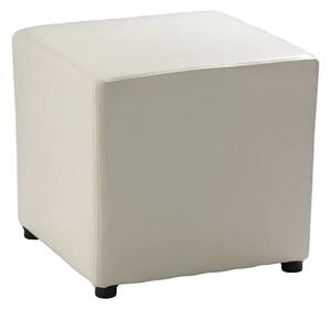 Taburet NIKI NEW, alb, piele ecologica, 36x36x36 cm