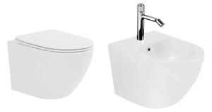 Set vas WC si bideu suspendat, Fluminia Ricci, alb