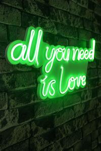 Lampa Neon All You Need Is Love, Albastru, 60X2X32 Cm