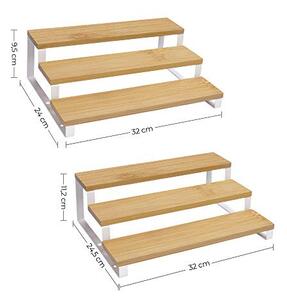 Set 2 rafturi pentru condimente, Songmics, Natural-Alb, 32x24.5x11.2 cm
