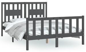 Cadru de pat cu tăblie, gri, 120x200 cm, lemn masiv de pin