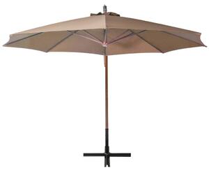 Umbrelă suspendată cu stâlp, gri taupe, 3,5x2,9 m, lemn brad