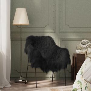 Husă de scaun piele de oaie islandeză, negru, 70x110 cm