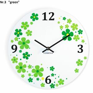Ceas rotund cu flori de primăvară Verde