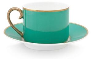 Cană espresso cu farfurioară, Pip Studio, 220 ml, colecția Pip Chique, Gold-Green