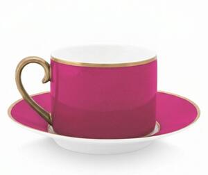 Cană espresso cu farfurioară, Pip Studio, 220 ml, colecția Pip Chique, Gold-Pink