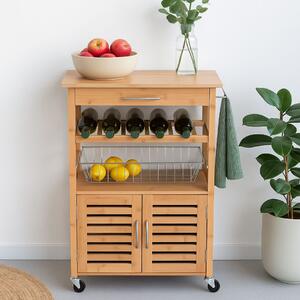 Dulap Bucătărie pe Roți – 60x36x88 cm – Design Modern, Lemn & Inox – Excellent Houseware