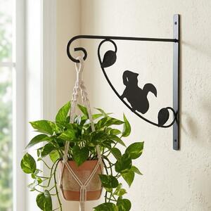 Suport agățătoare pentru ghiveci ProGarden, design decorativ, oțel, negru, model veverița tristă