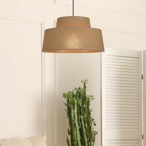 COREP Lampă suspendată Mallorca, havana, Ø 38 cm, hârtie, reglabil, Bej, Camera de zi / sufragerie, Hârtie / Carton